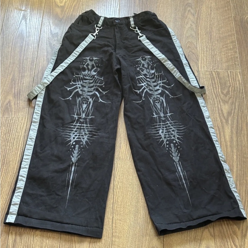 *SOLD FOR 185$* RARE HTF Vintage Dead Threads Tribal Reflective Bondage Pants